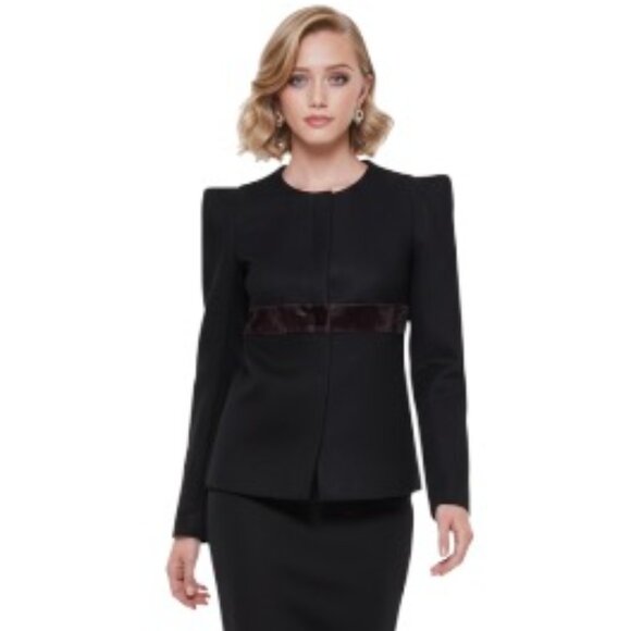 Maje Jackets & Blazers - Maje XS Black Plum Contrast Front Snap Wool Cashmere Blazer